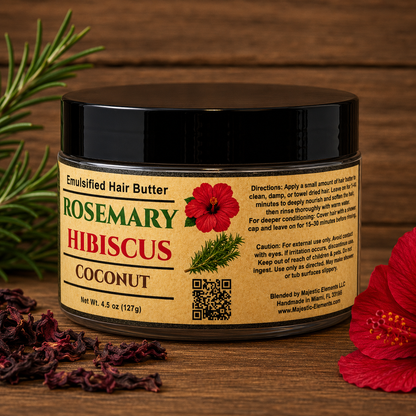 ROSEMARY & HIBISCUS: Handmade Coconut Scented Hair Butter