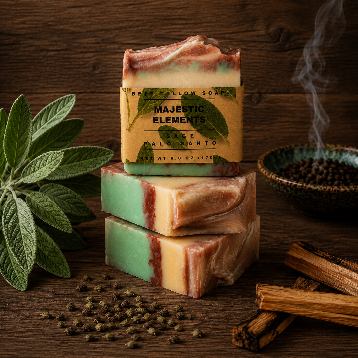 Sage Palo Santo Handcrafted Beef Tallow Soap