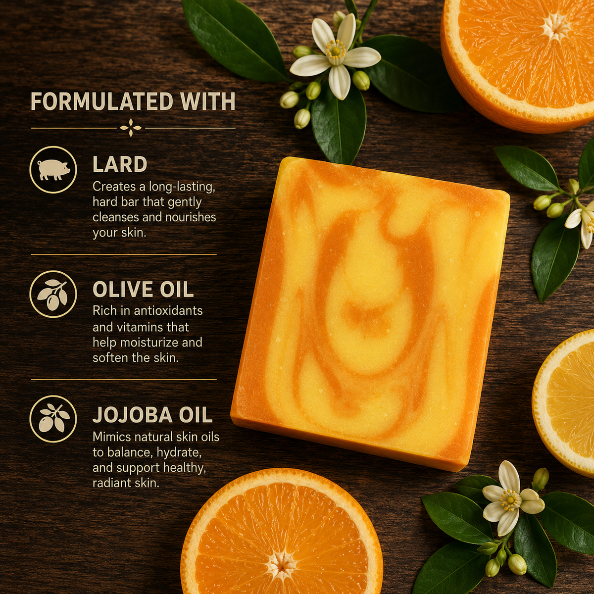 LEMON ORANGE: Goats Milk And Turmeric Handmade Artisan Soap