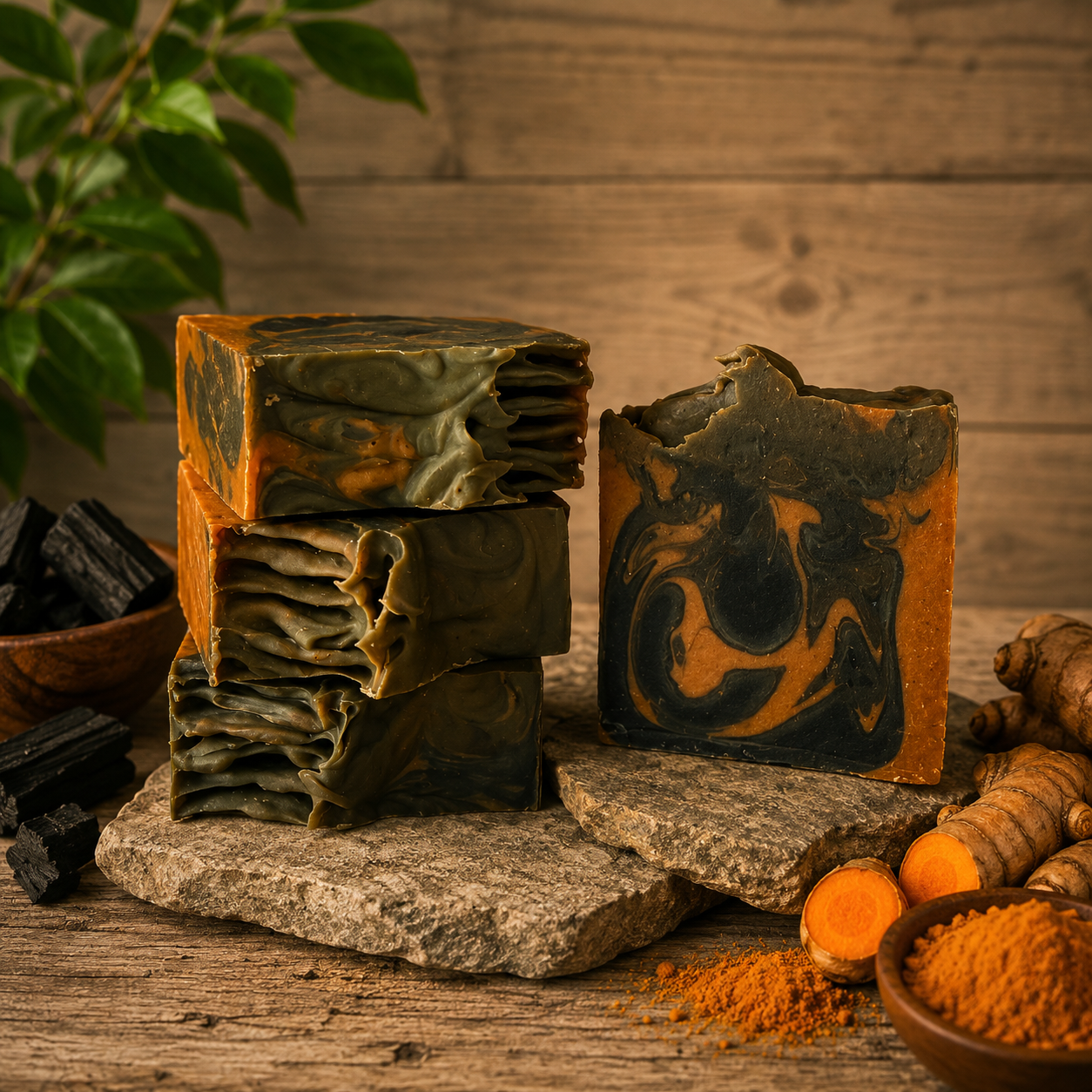 Unscented Charcoal and Turmeric Deep Cleansing Tallow Handmade Soap