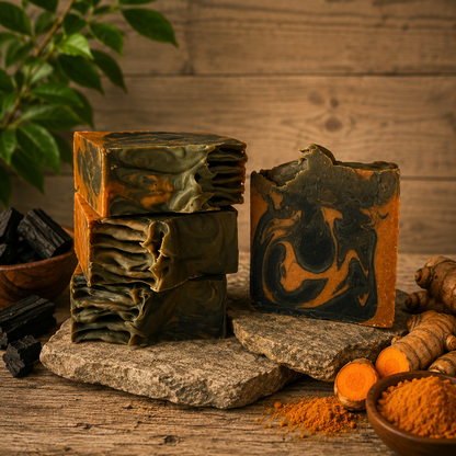 Unscented Charcoal and Turmeric Deep Cleansing Tallow Handmade Soap