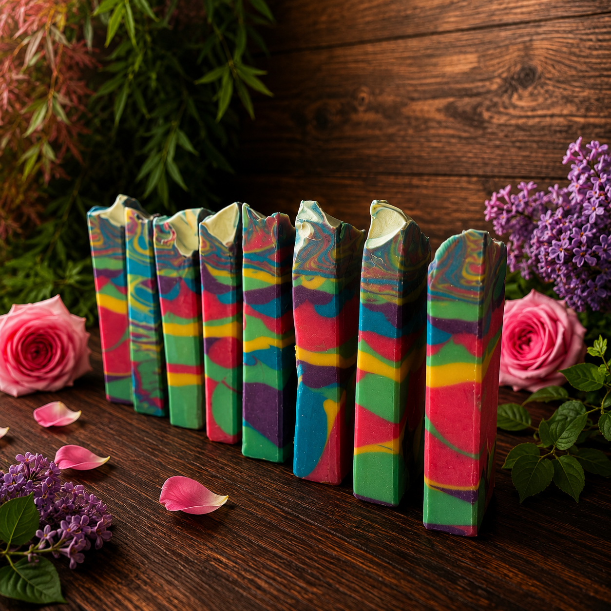 Lilac Rose Goats Milks and Lard Rejuvenating Handmade Mini Rainbow Soap (Trial Size)