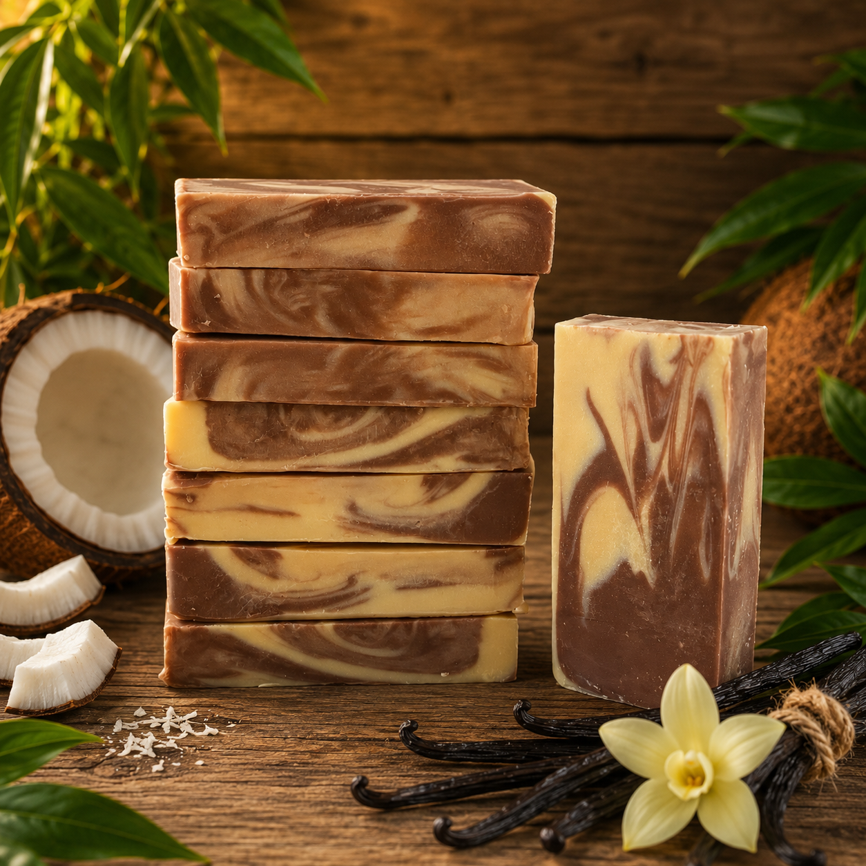 COCONUT VANILLA: Handmade Tallow Aloe and Milk Conditioning Mini Soap