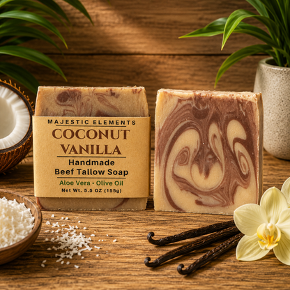 COCONUT VANILLA: Handmade Tallow, Aloe, and Milk Soap