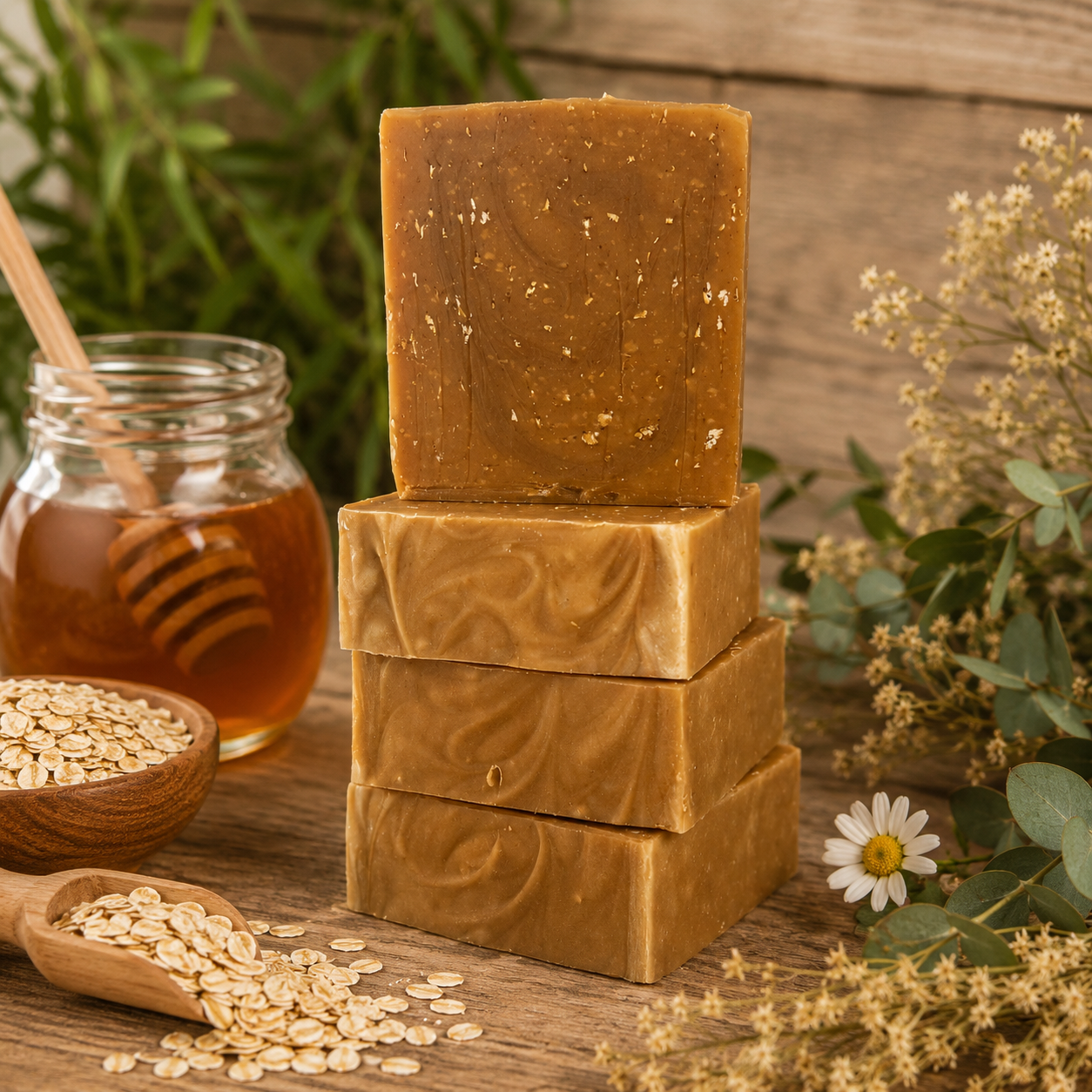 UNSCENTED: Honey And Oatmeal Handmade Gentle Soap