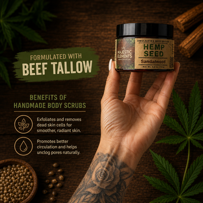 SANDALWOOD: Tallow + Hemp Seed Handmade Body Butter Body Cream