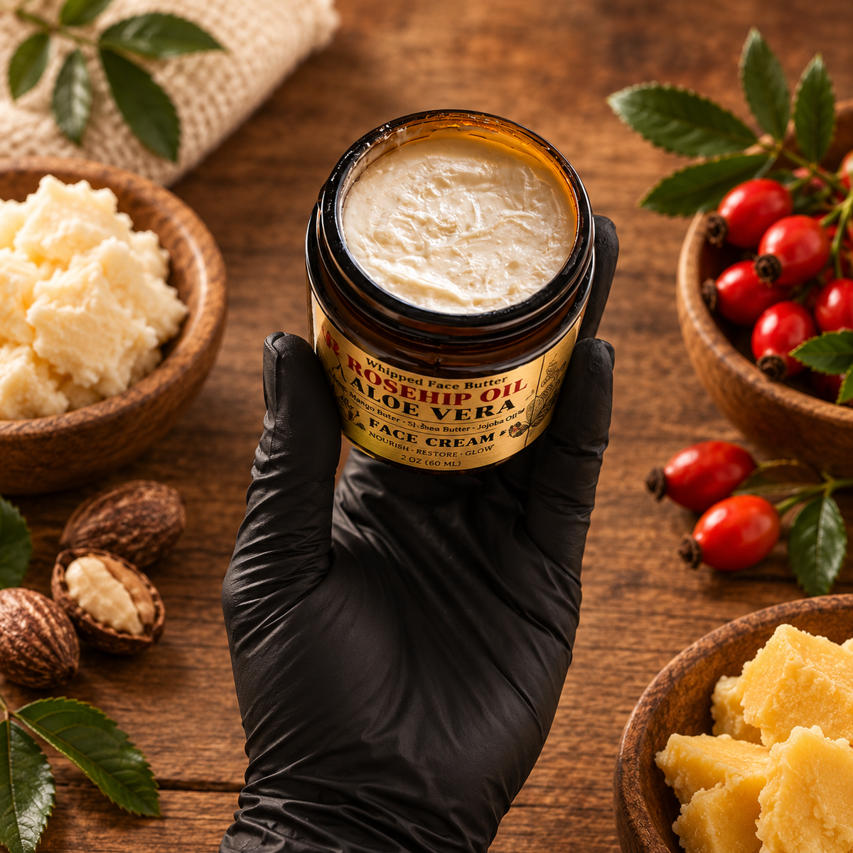 ROSEHIP OIL: Handmade Lavender Scented Facial Butter / Face Cream