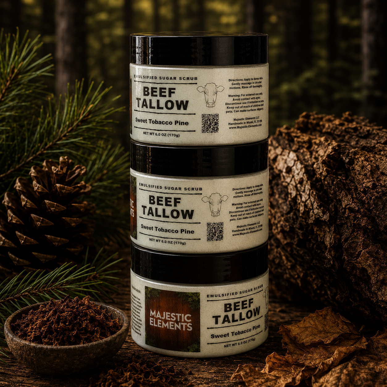Sweet Tobacco Pine Emulsified Tallow Sugar Scrub Body Scrub