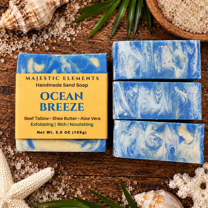 OCEAN BREEZE: Exfoliating Handmade Beef Tallow Soap