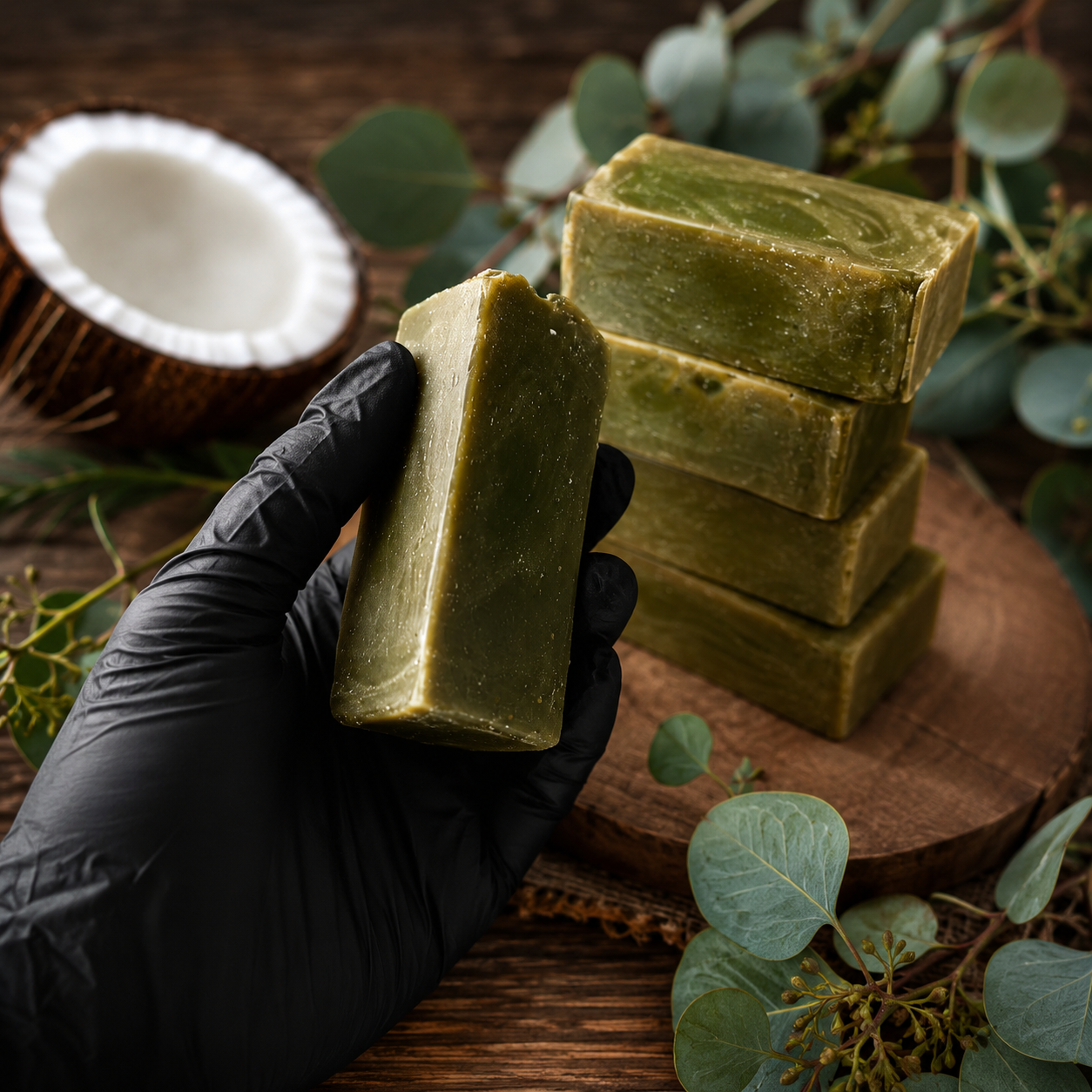 COCONUT EUCALYPTUS: Handmade Tallow and Milk Spirulina Sample Soap
