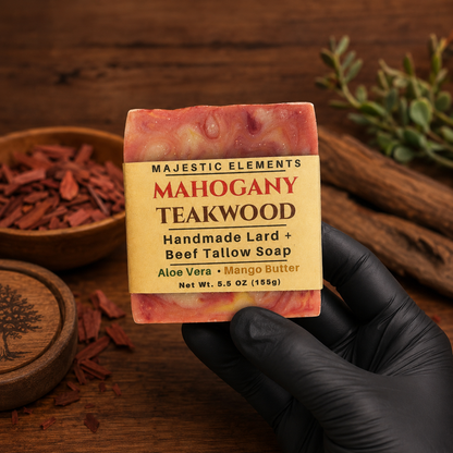 MAHOGANY TEAKWOOD: Handmade Tallow + Lard Masculine Soap