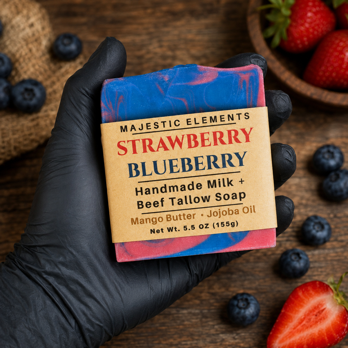 STRAWBERRY BLUEBERRY: Handmade Tallow + Milk Soap