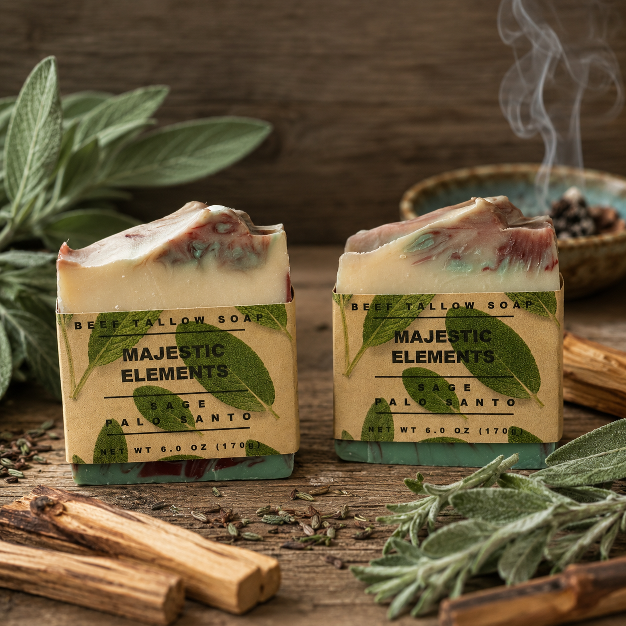Sage Palo Santo Handcrafted Beef Tallow Soap