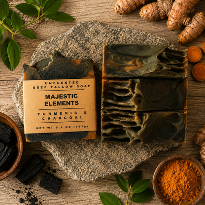 Unscented Charcoal and Turmeric Deep Cleansing Tallow Handmade Soap