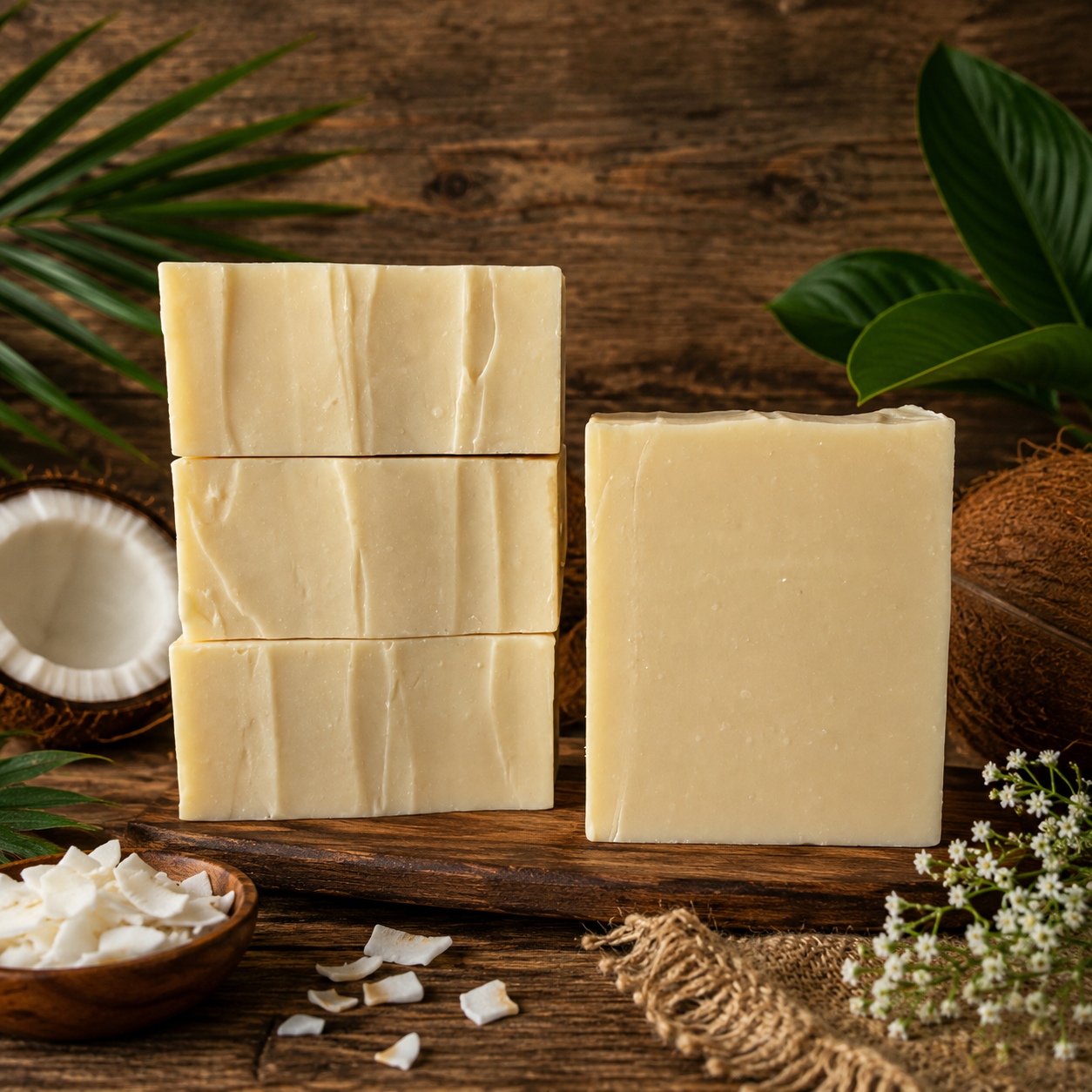 COCONUT: 100% Plant-Based Oils Coconut Milk Handmade Vegan Artisan Soap