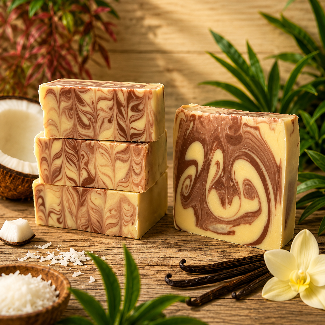 COCONUT VANILLA: Handmade Tallow, Aloe, and Milk Conditioning Artisan Soap
