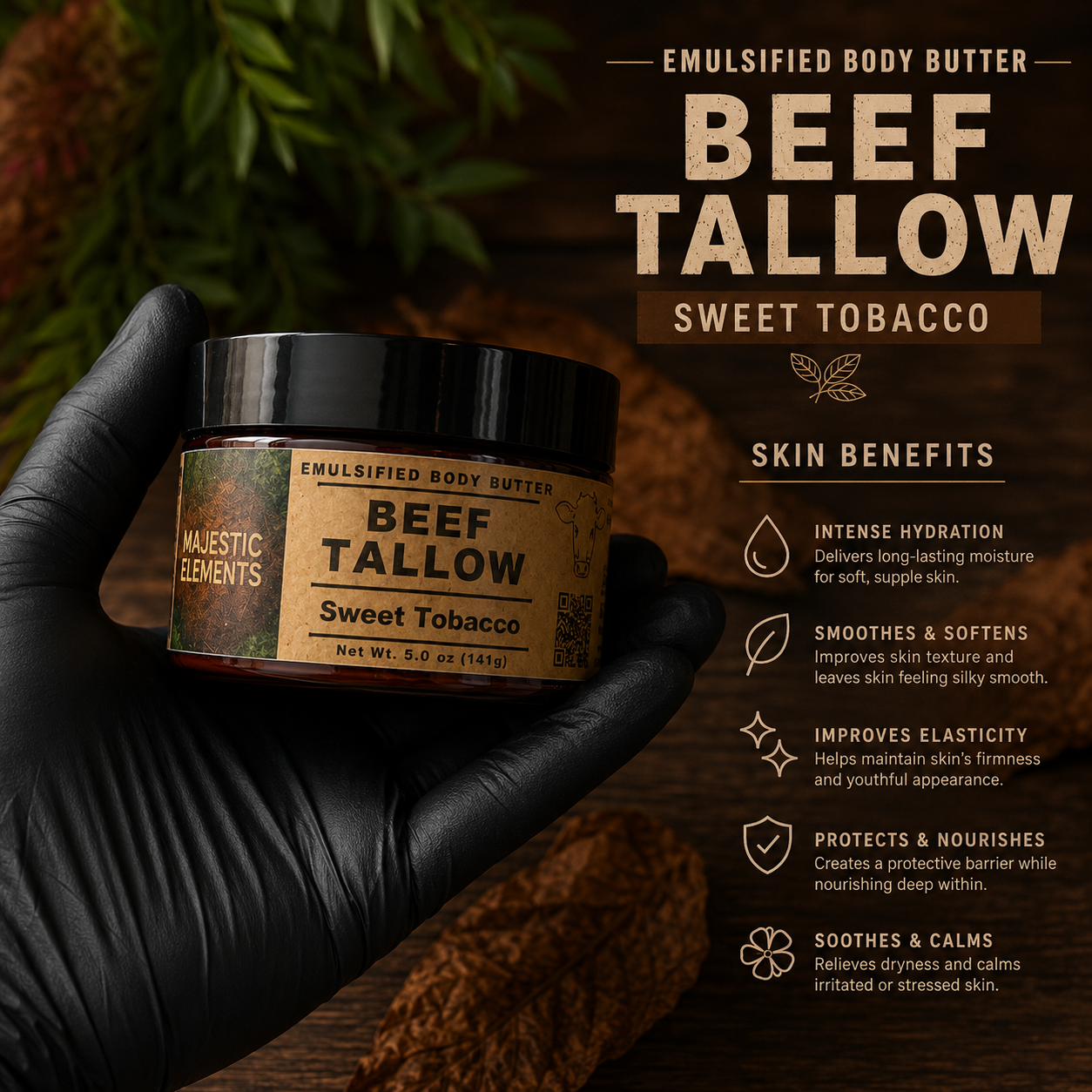 SWEET TOBACCO: Beef Tallow Masculine Body Butter Body Cream