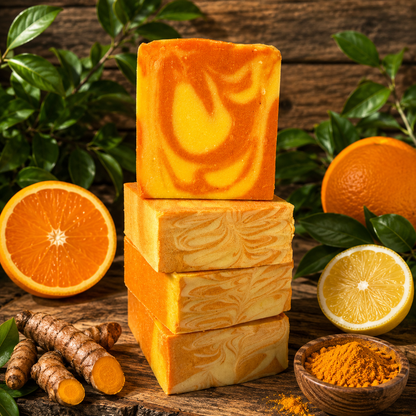 LEMON ORANGE: Goats Milk And Turmeric Handmade Artisan Soap