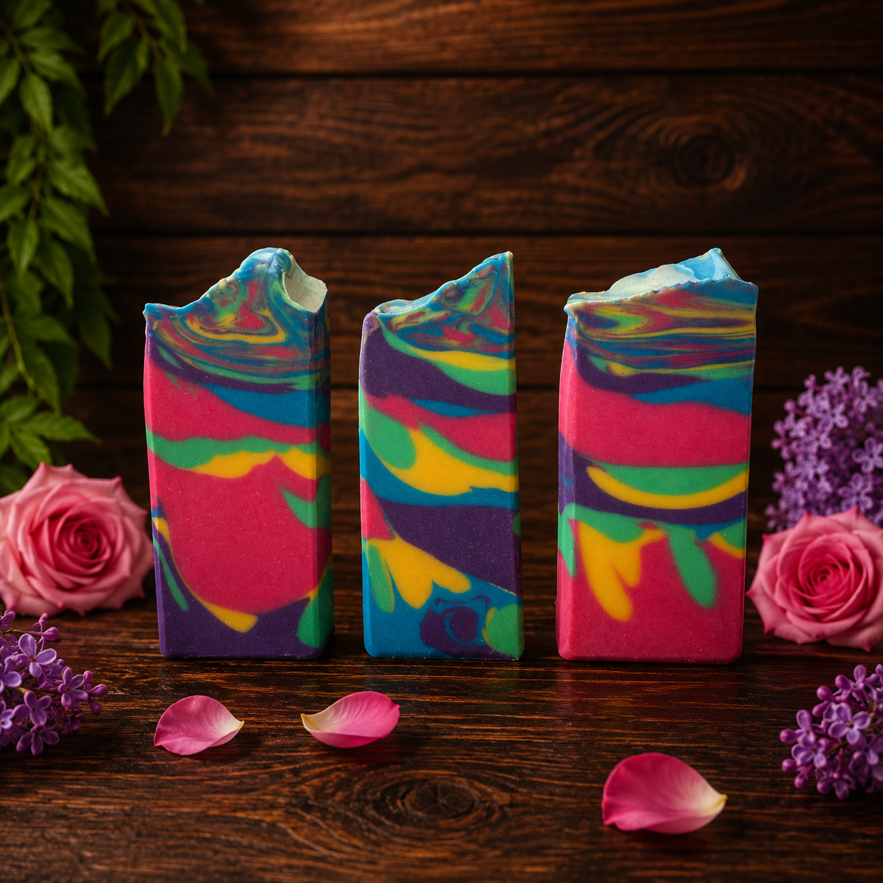 Lilac Rose Goats Milks and Lard Rejuvenating Handmade Mini Rainbow Soap (Trial Size)