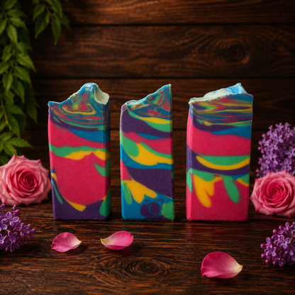Lilac Rose Goats Milks and Lard Rejuvenating Handmade Mini Rainbow Soap (Trial Size)