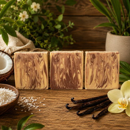 COCONUT VANILLA: Handmade Tallow, Aloe, and Milk Conditioning Artisan Soap