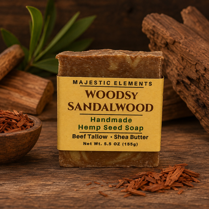 SANDALWOOD: Tallow + Hemp Seed Handmade Masculine Soap