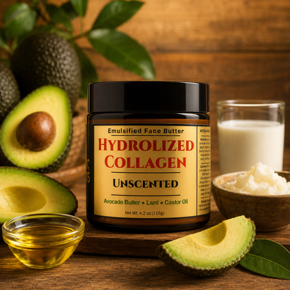 HYDROLYZED COLLAGEN: Handmade Unscented Facial Butter / Face Cream