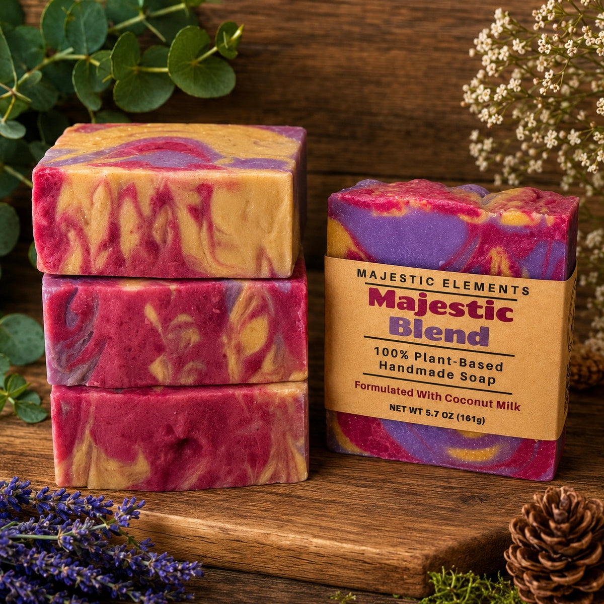 Majestic Blend 100% Plant-Based Oils Coconut Milk Handmade Nourishing Vegan Soap