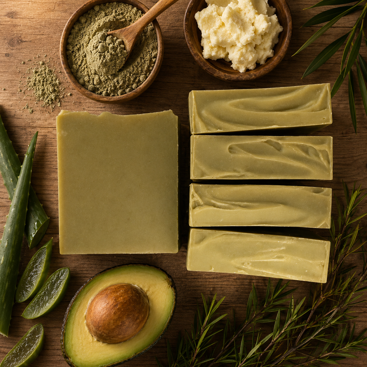 GREEN COLLAGEN: Handmade Tea Tree Scented Nourishing Facial Soap
