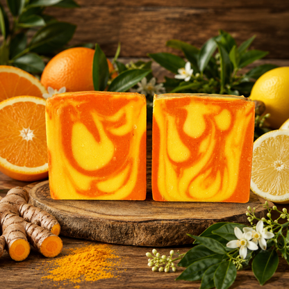 LEMON ORANGE: Goats Milk And Turmeric Handmade Artisan Soap