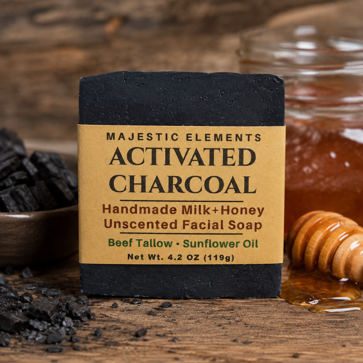 ACTIVATED CHARCOAL: Unscented Facial Soap