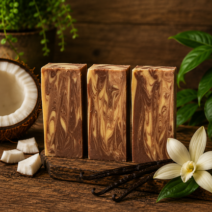 COCONUT VANILLA: Handmade Tallow, Aloe, and Milk Conditioning Sample Soap