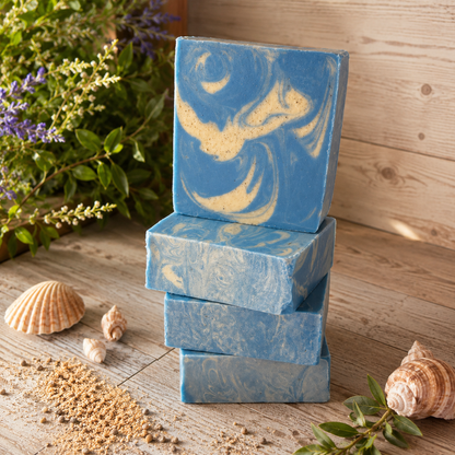 OCEAN BREEZE: Exfoliating Beef Tallow Handmade Artisan Sand Soap