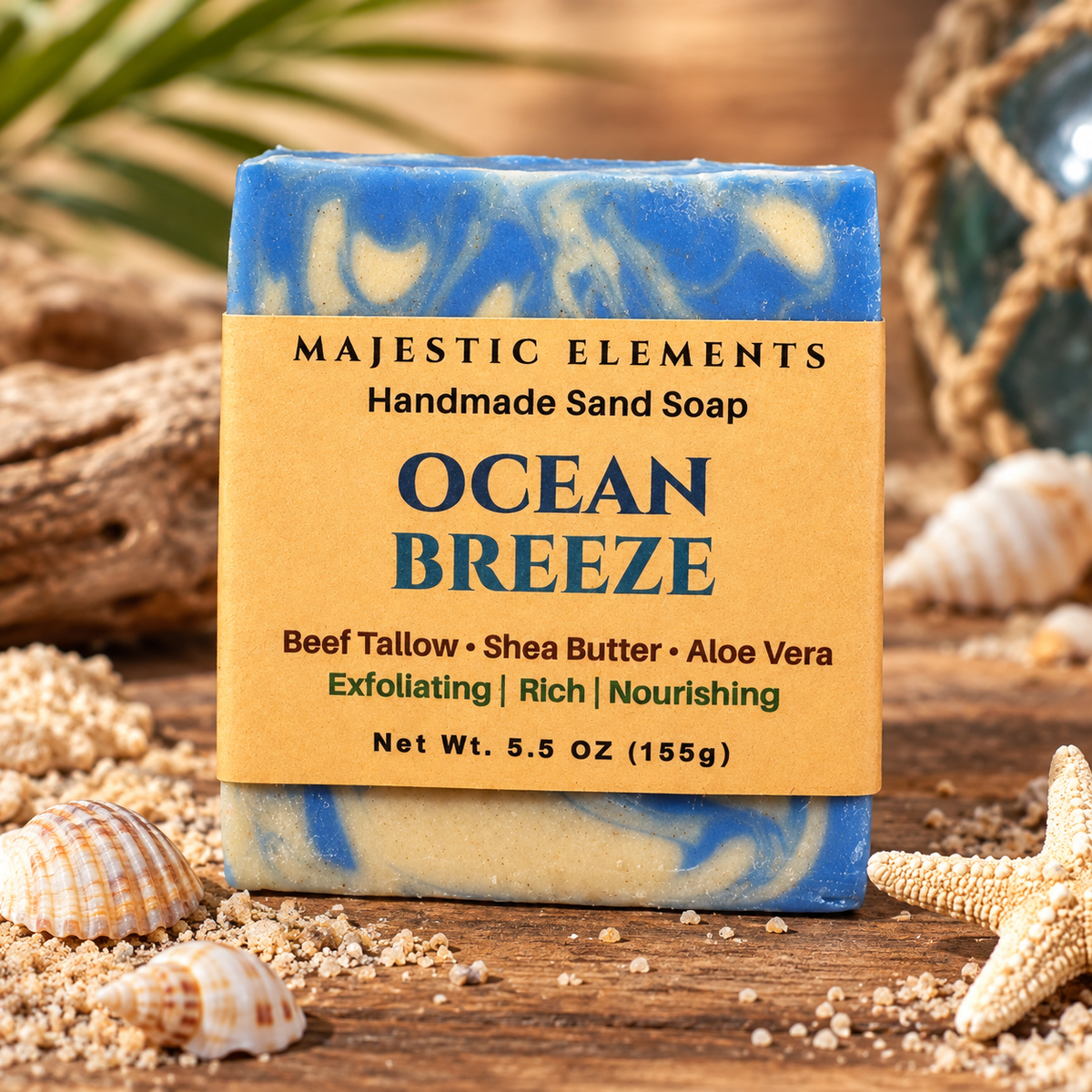 OCEAN BREEZE: Exfoliating Handmade Beef Tallow Soap