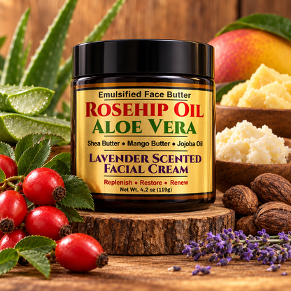 ROSEHIP OIL: Handmade Lavender Scented Facial Butter / Face Cream