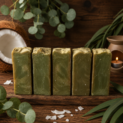 COCONUT EUCALYPTUS: Handmade Tallow and Milk Spirulina Sample Soap