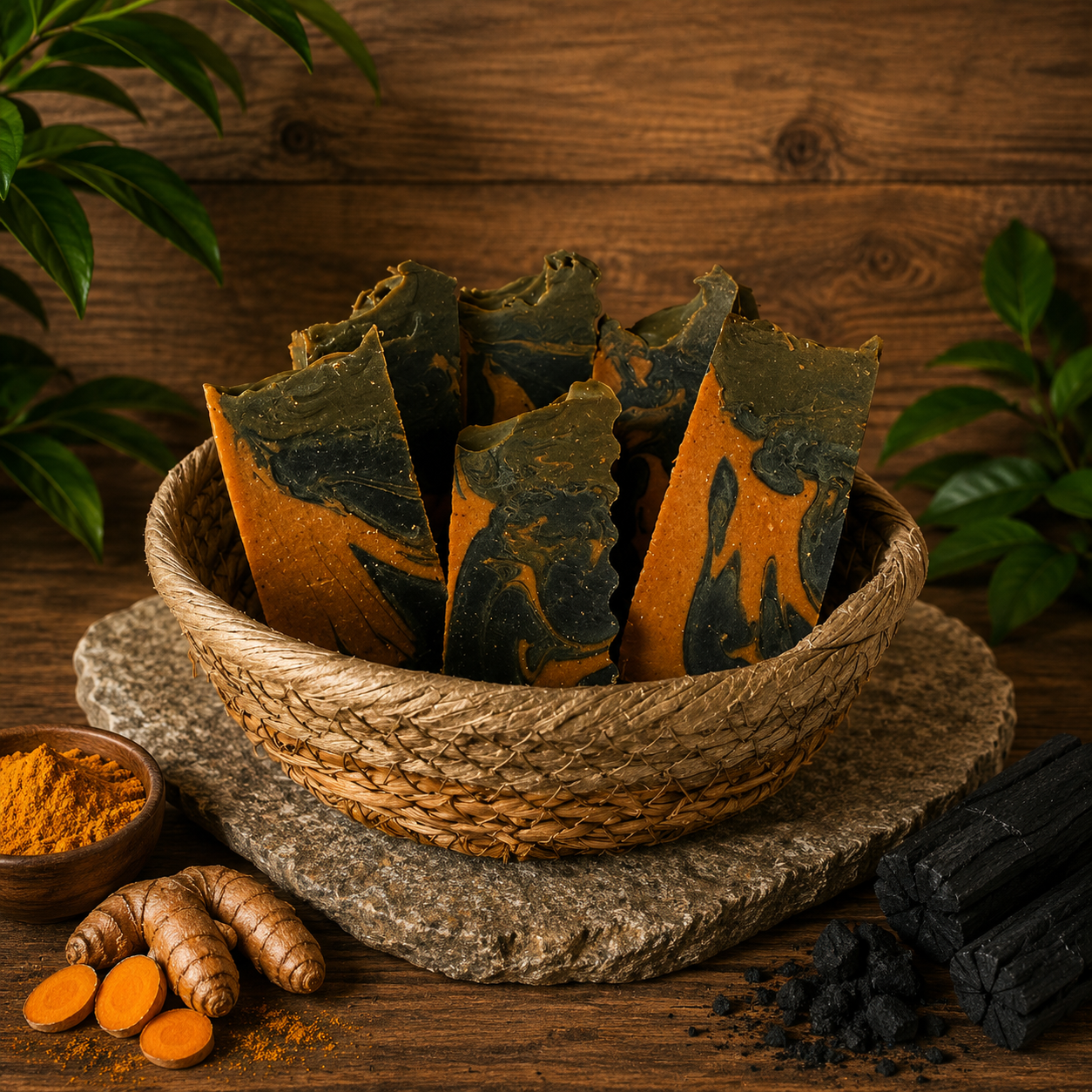 Unscented Turmeric and Charcoal Handmade Purifying Tallow Sample Soap