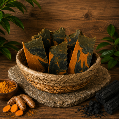 Unscented Turmeric and Charcoal Handmade Purifying Tallow Sample Soap