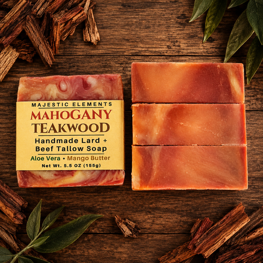 MAHOGANY TEAKWOOD: Handmade Tallow + Lard Masculine Soap