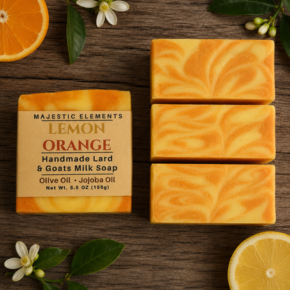 LEMON ORANGE: Goats Milk And Turmeric Handmade Artisan Soap