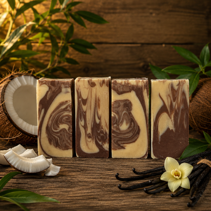 COCONUT VANILLA: Handmade Tallow Aloe and Milk Conditioning Mini Soap