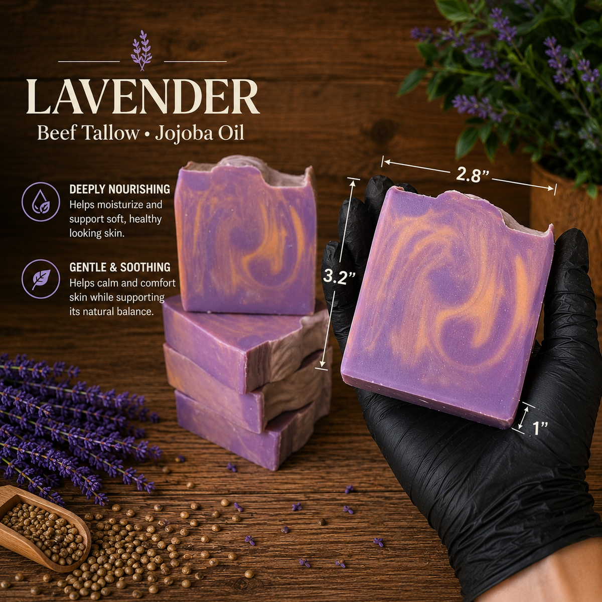 LAVENDER: Hemp Seed + Tallow Handmade Soap