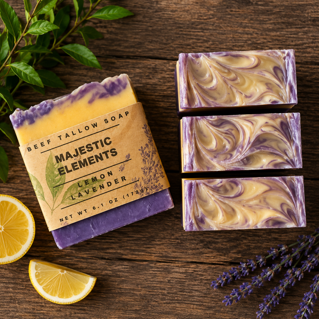Lemon Lavender Handmade Beef Tallow Soap