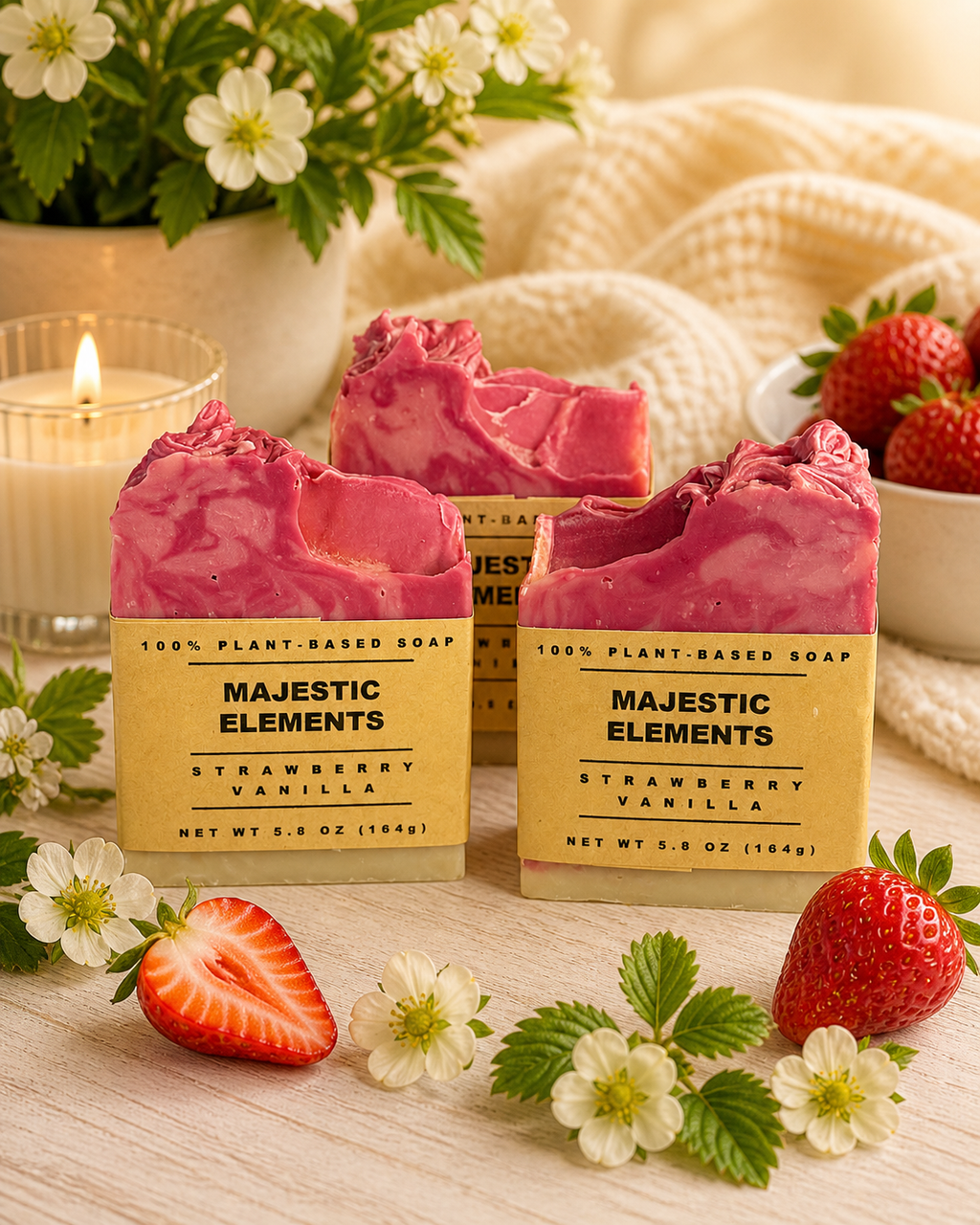 Strawberry Vanilla Plant-Based Handcrafted Soap