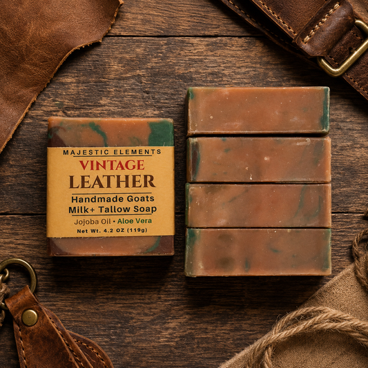 VINTAGE LEATHER: Handmade Goats Milk+Tallow Masculine Soap