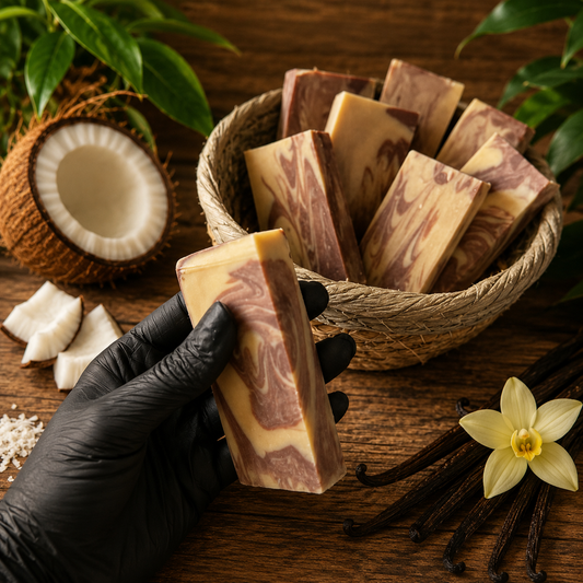 COCONUT VANILLA: Handmade Tallow Aloe and Milk Conditioning Mini Soap