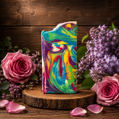 Lilac Rose Goats Milks and Lard Rejuvenating Handmade Mini Rainbow Soap (Trial Size)