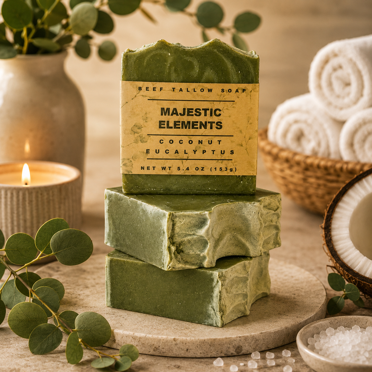 Coconut Eucalyptus Handcrafted Tallow Soap