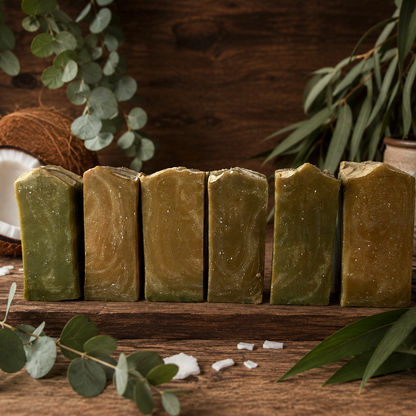 COCONUT EUCALYPTUS: Handmade Tallow and Milk Spirulina Sample Soap