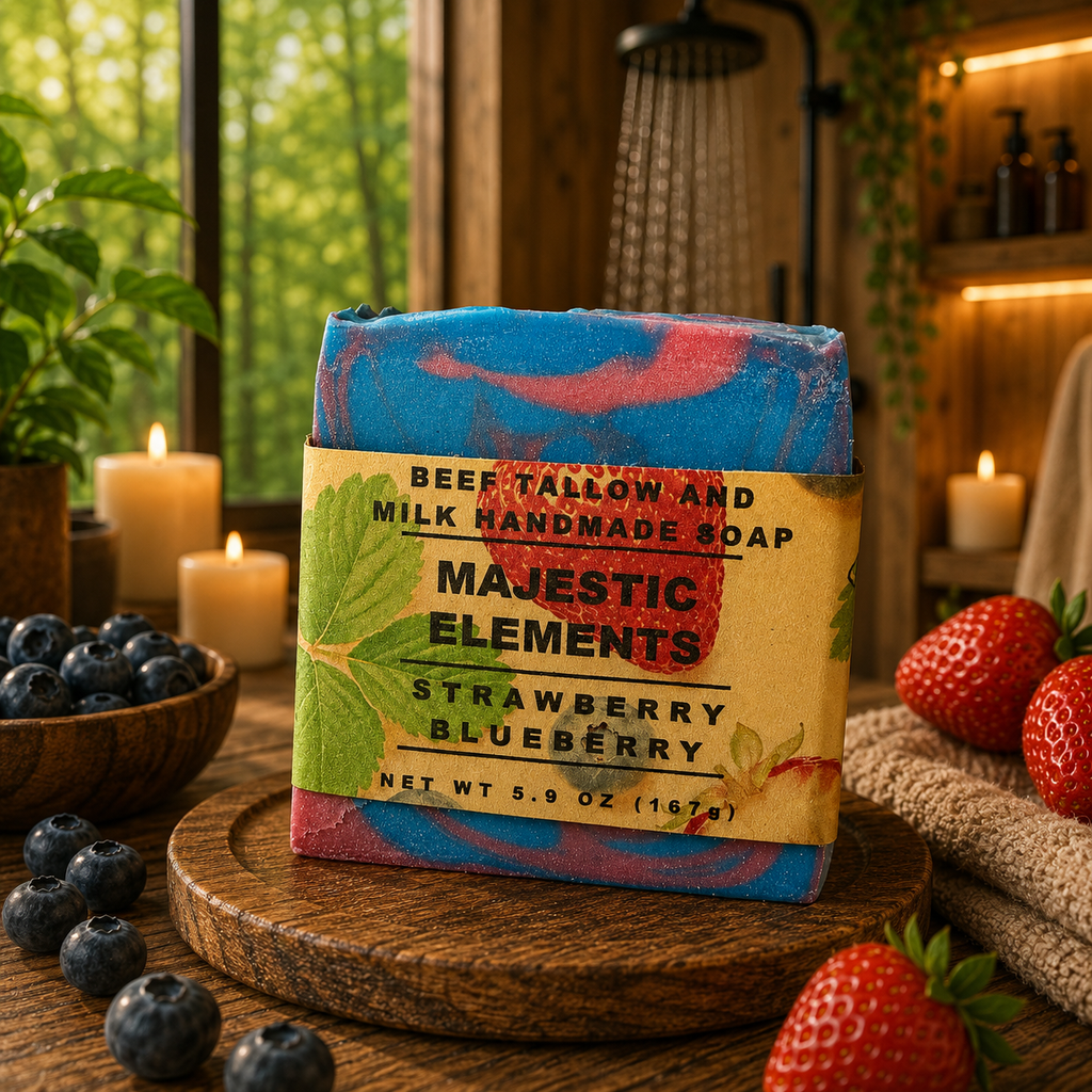 Strawberry Blueberry Handmade Beef Tallow and Milk Soap
